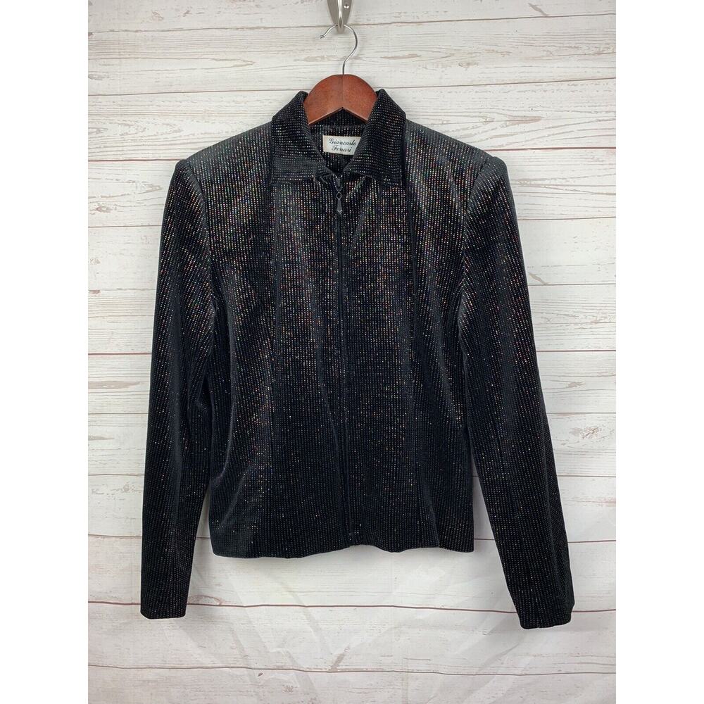 Giancarlo Ferrari Blazer Jacket Womens size 4 Multicolor Glitter/Sequin Full zip